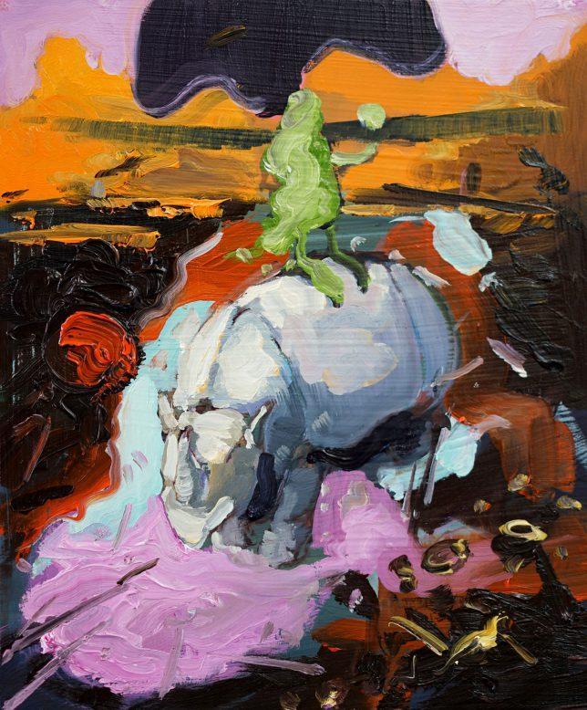 Philipp Kummer, Crows Nest, 2018, Öl auf Holz, 30 x 25 cm