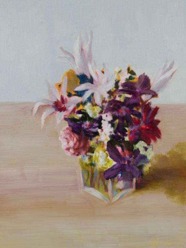 Tjark Ihmels, Blumen in Glas, 2019, Öl auf Leinwand, 80 x 60 cm