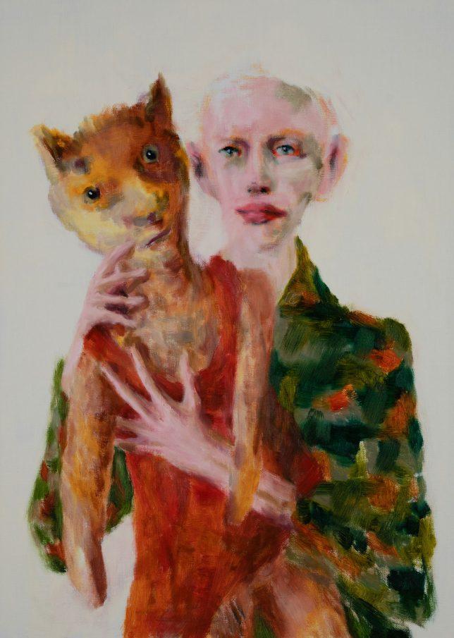 Tjark Ihmels, Füchsin, 2019, Öl auf Leinwand, 70 x 50 cm