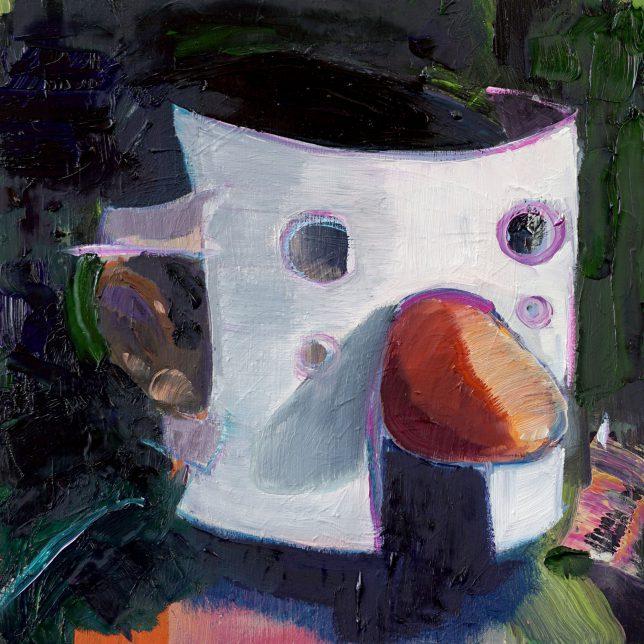 Philipp Kummer, Maske, 2018, ÖL auf Holz, 25 x 25 cm