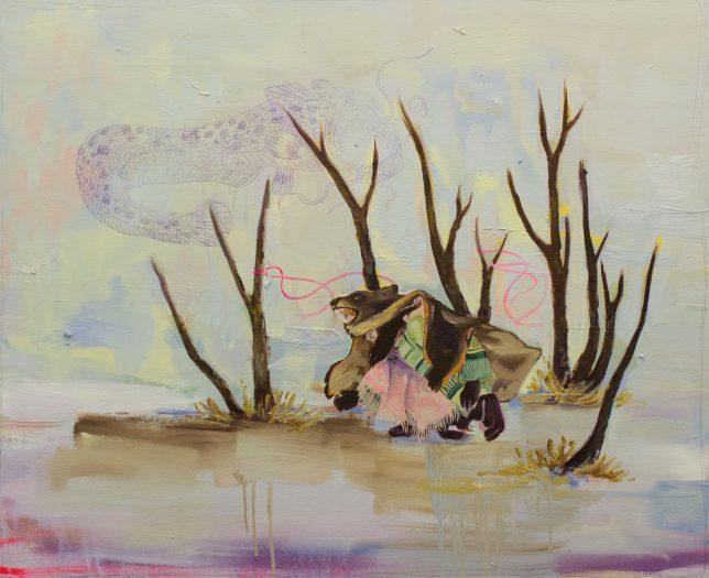 Ekaterina Leo, How to Catch a Big Fish, 2018, Öl auf Leinwand, 70 x 80 cm