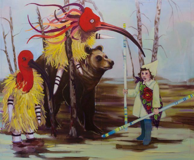 Ekaterina Leo, Auf der Hut, 2018, Öl auf Leinwand, 150 x 180 cm