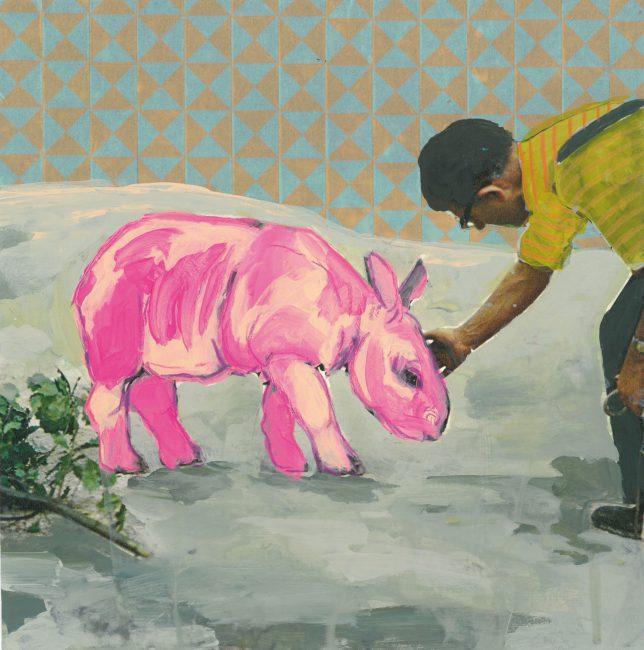 Ekaterina Leo, Zoo II, 2018, Mixed Media auf Color Print, 21 x 21 cm