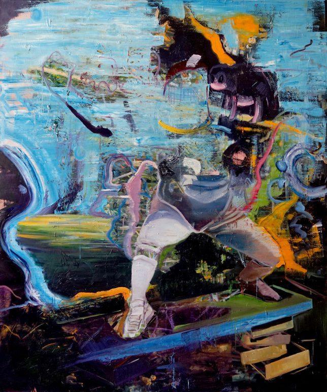 Philipp Kummer, Stock und Plan, 2018, Öl auf Leinwand, 200 x 180 cm