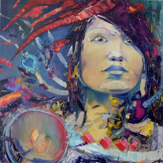 Philipp Kummer, Glimpse, 2019, Öl auf Leinwand, 80 x 80 cm