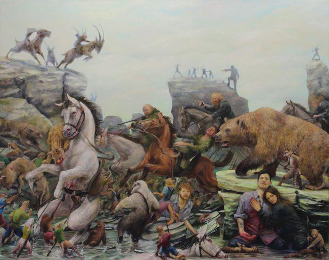 Sebastian Meschenmoser, Showdown, 2016, oil on canvas, 190 x 240 cm