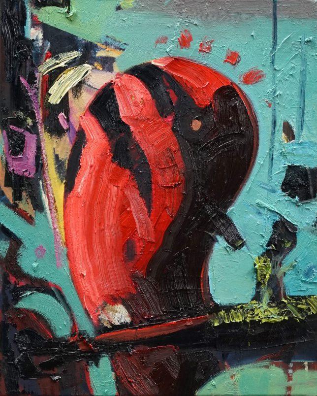 Philipp Kummer, Red King, 2020, Öl auf Leinwand, 50 x 40 cm