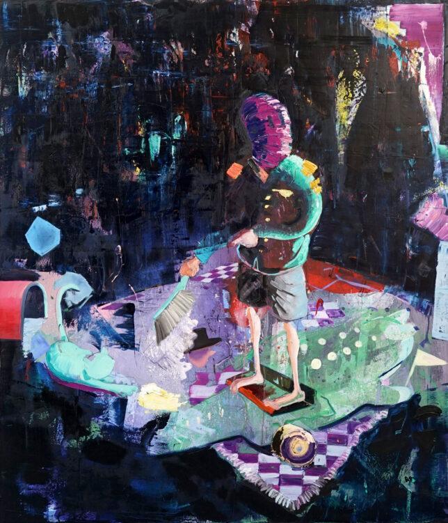 Philipp Kummer, dünne Luft, 2018, Öl auf Leinwand, 40 x 40 cm