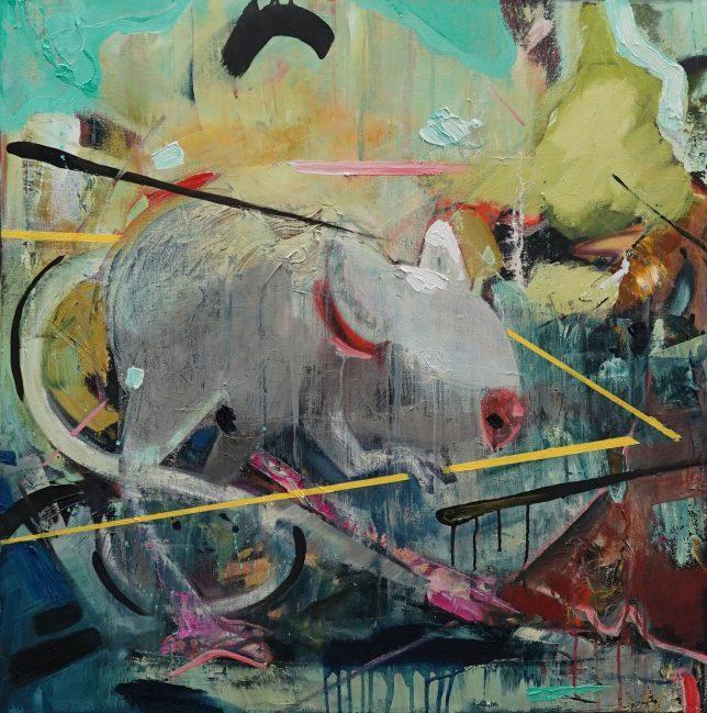 Philipp Kummer, Ich bin schon draussen, 2020, Öl auf Leinwand, 80 x 80 cm