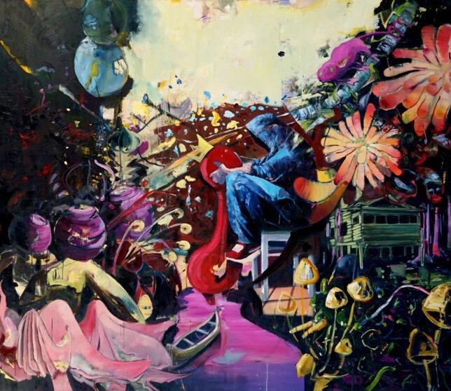 Philipp Kummer, Jede Geschichte ist wahr, 2020, Öl auf Leinwand, 200 x 230 cm
