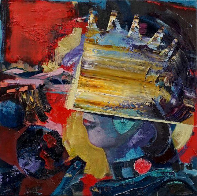 Philipp Kummer, Mainly Noise, 2020, Öl auf Leinwand, 50 x 50 cm