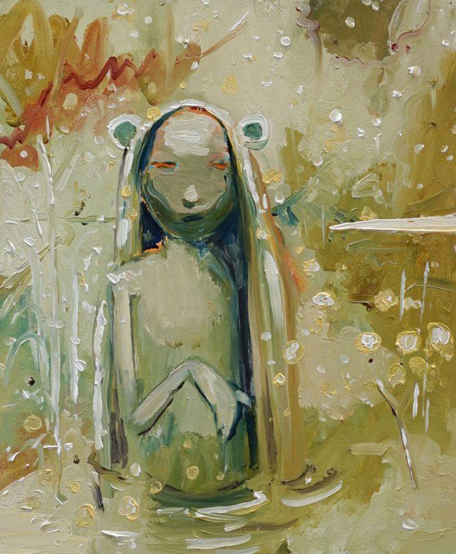 Philipp Kummer, Weicher Regen, 2020, Öl auf Holz, 30 x 25 cm