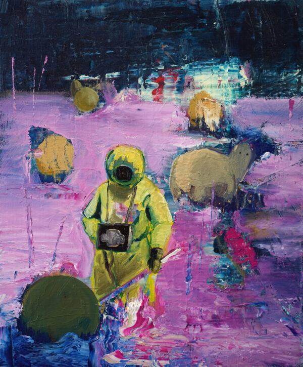 Kummer Philipp, Jagd, 2018, Öl auf Holz, 30 x 25 cm