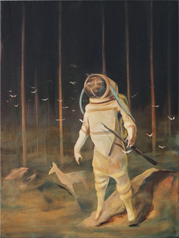 Sebastian Meschenmoser, Wanderer, 2018, Öl auf Leinwand, 80 x 60 cm