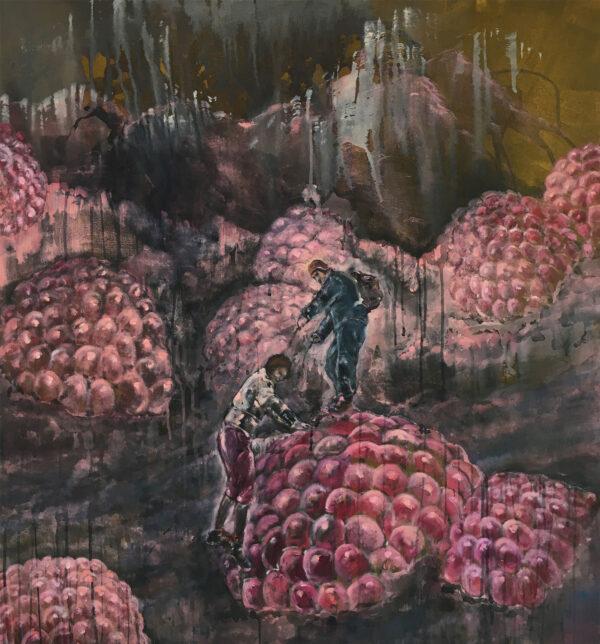 Isabel Friedrich, Am Fuße des Hoffnungsschimmers, 2016, Oil, Indian Ink on Canvas, 80 x 85 cm