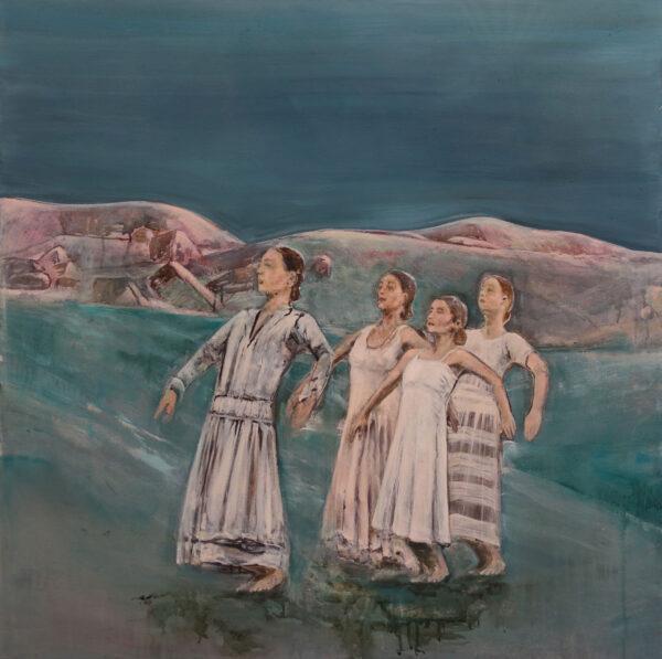 Isabel Friedrich, Wir Brauchen Keine Leiter, 2019, Indian Ink, Oil on Canvas, 90 x 90 cm