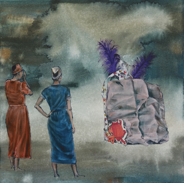 Isabel Friedrich, Es ist nicht Professor Glycose, 2021, Indian Ink, Oil on Canvas, 50 x 50 cm