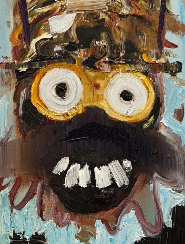 Philipp Kummer, Kollege, 2022, Öl, Acryl auf Holz, 30 x 25 cm