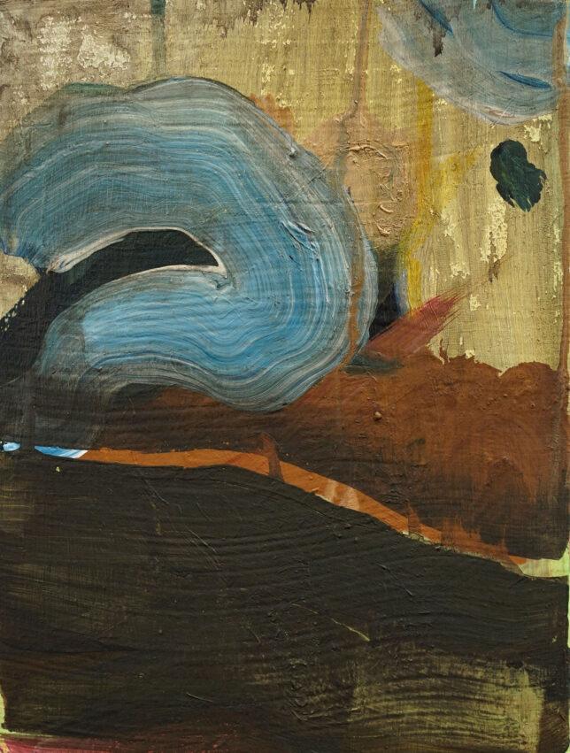 Philipp Kummer, The door is open, 2022, Öl, Acryl auf Holz, 30 x 25 cm