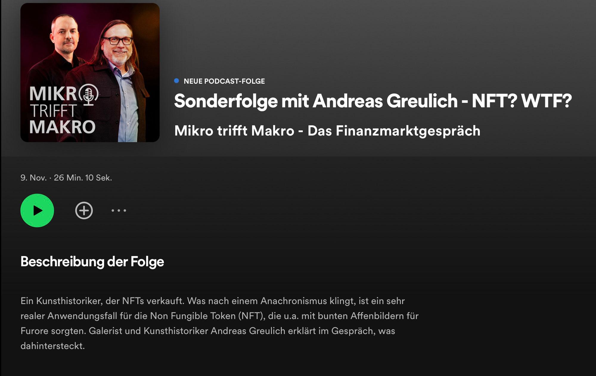 Podcast bei der DekaBank zu NFTs und den Kunstmarkt