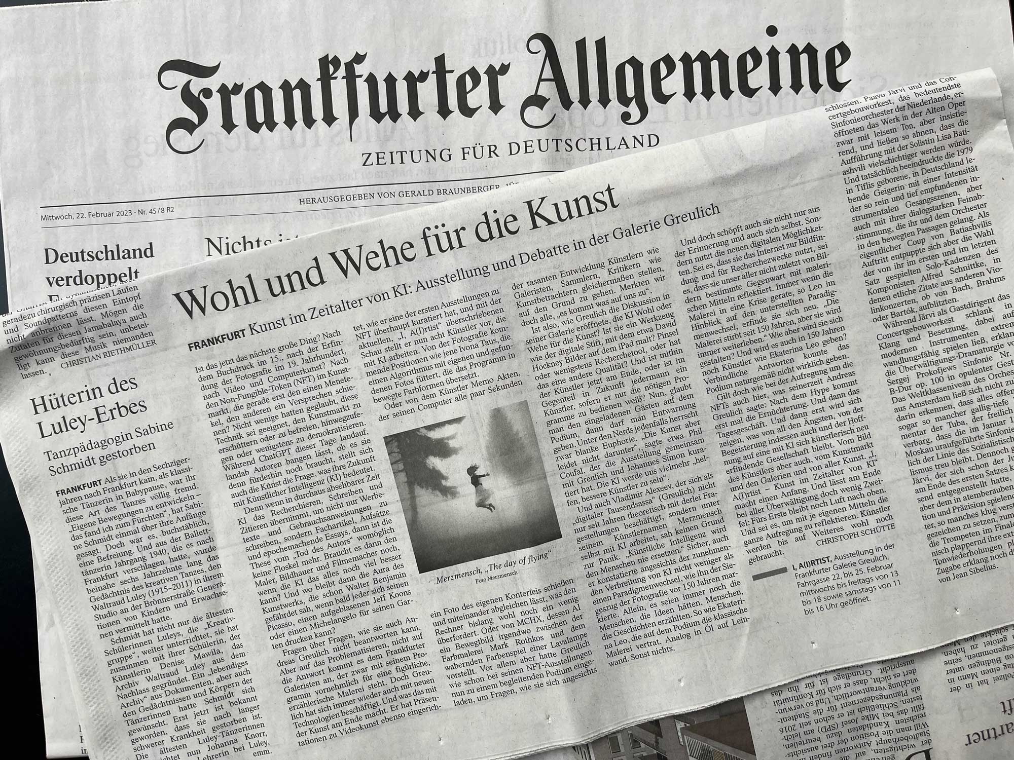 FAZ – Artikel zu unserem Gallery Talk über Kunst und KI