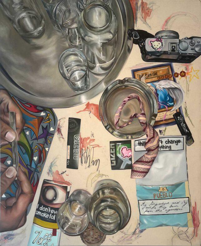 Stella Winter, 11-03-23, 2023,-Oil pastel on Canvas,110 x 90 cm