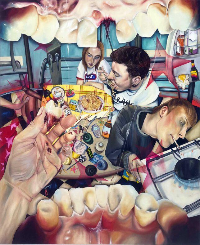 Stella Winter, Aftermath Part 3.1, 2023, Oil and oil pastel on Canvas, 150 x 130 cm