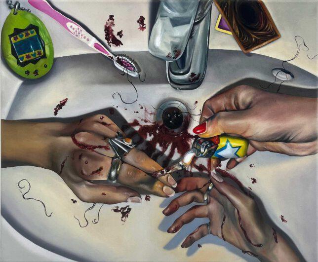 Stella Winter, Hurry, they're Playing Our Song, 2023, Oil and oil pastel on Canvas, 40 x 50 cm