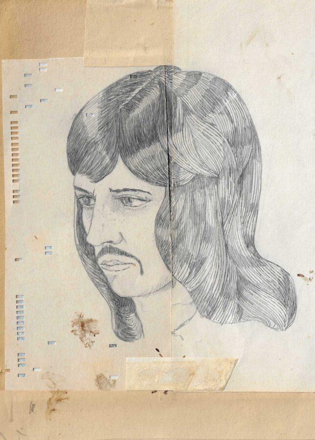 Jan Schmelcher, Chiefdude, 2023, Bleistift Papier auf Holz, 19,5 x 14 cm