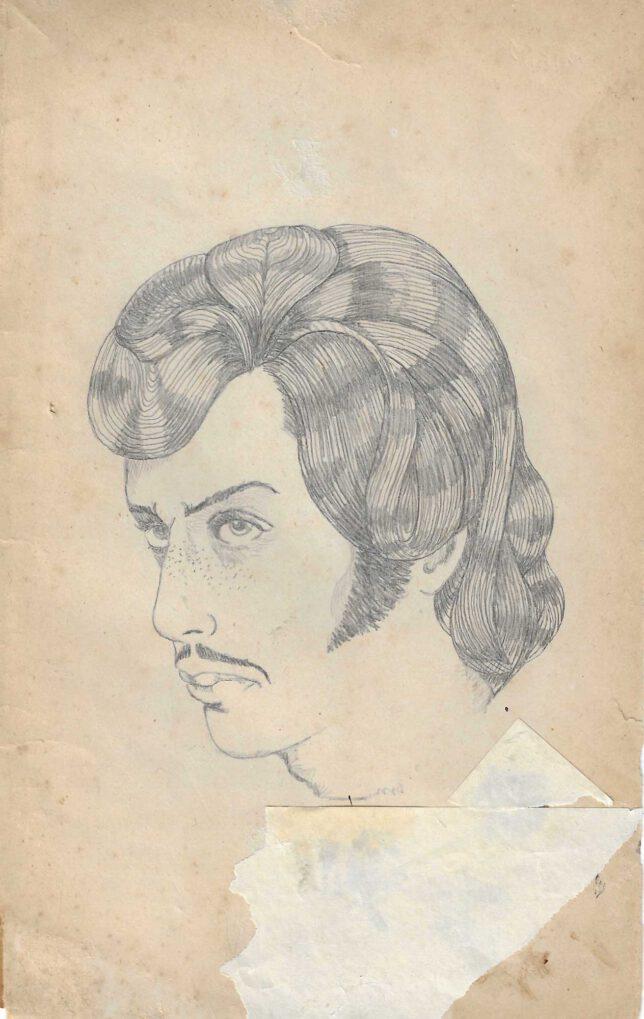 Jan Schmelcher, Discovador, 2023, Bleistift Papier auf Holz, 19,5 x 14 cm