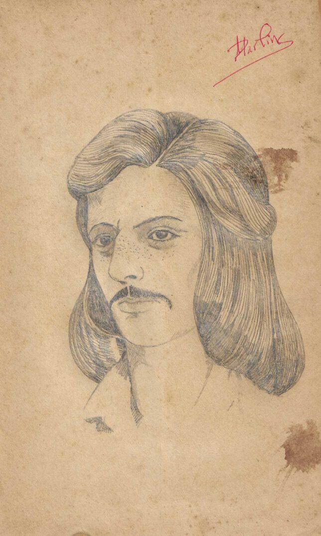 Jan Schmelcher, Martins,2023, Bleistift Papier auf Holz, 19,5 x 14 cm