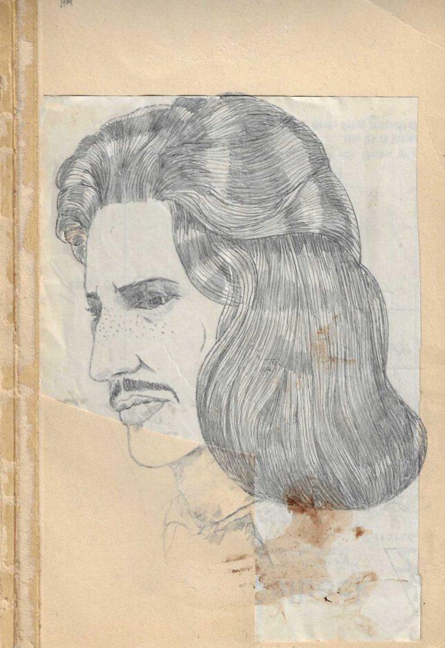 Jan Schmelcher, Petrol, 2023, Bleistift Papier auf Holz, 19,5 x 14 cm