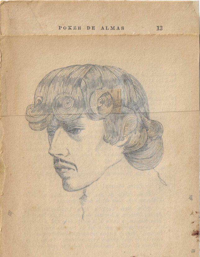 Jan Schmelcher, Poker, 2023, Pencil paper on wood,19,5 x 14 cm