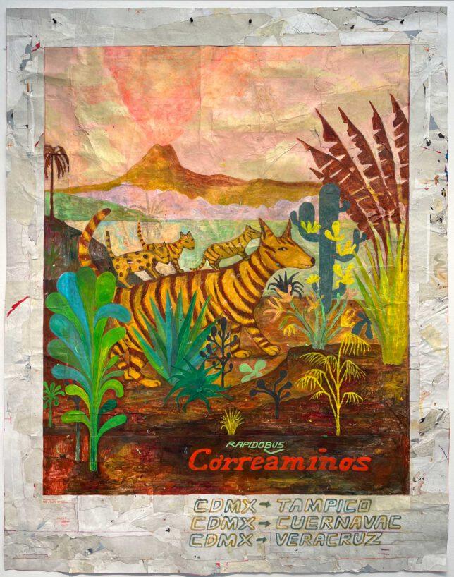 Jan Schmelcher, Roadrunner, 2023, Öl auf Papier, 180 x 144 cm