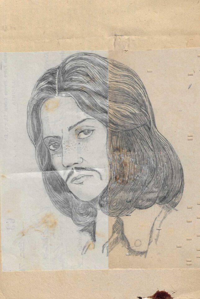 Jan Schmelcher, Romance, 2023, Bleistift Papier auf Holz, 19,5 x 14 cm