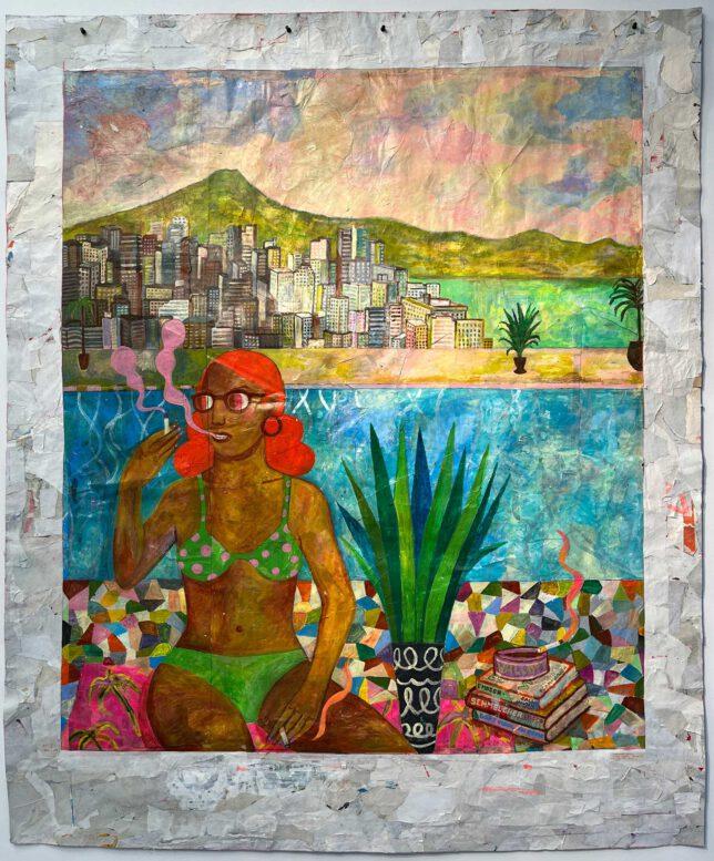 Jan Schmelcher, Under the Vulcano, 2023, Acryl auf Papier, 175 x 144 cm, 6500 Euro