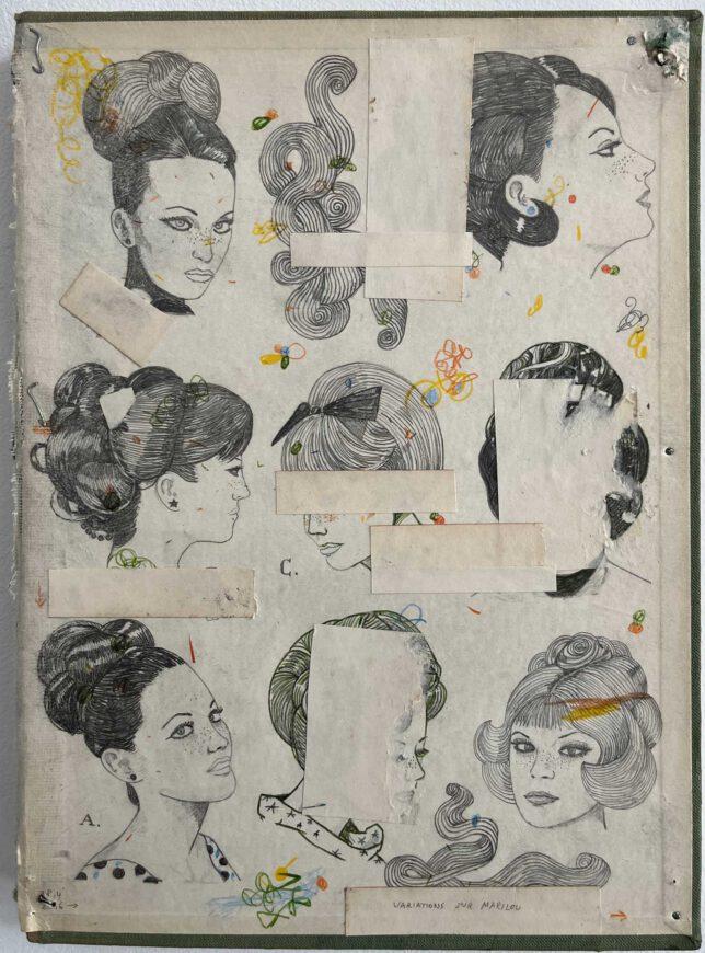 Jan Schmelcher, Variations Sur Marilou, 2022, Bleistift, Papier auf Holz, 28,5 x 20,5 cm