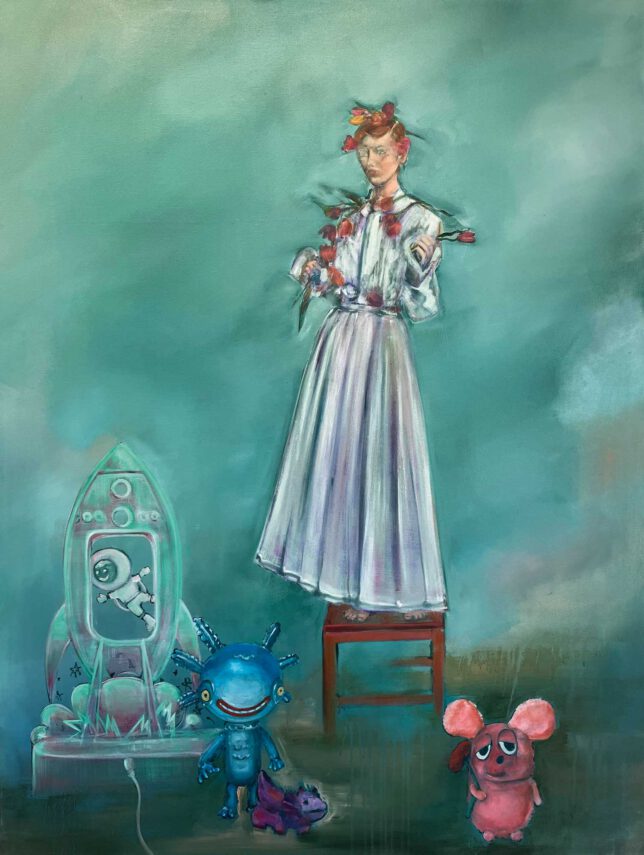 Isabel Friedrich, curiosity killed the cat, 2022, Öl auf Lwd., 130 x 100 cm