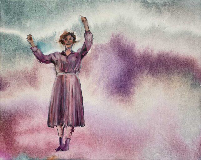 Isabel Friedrich, Kirschen essen mit dir, 2023, Tusche, Öl auf Lwd., 40 x 50 cm