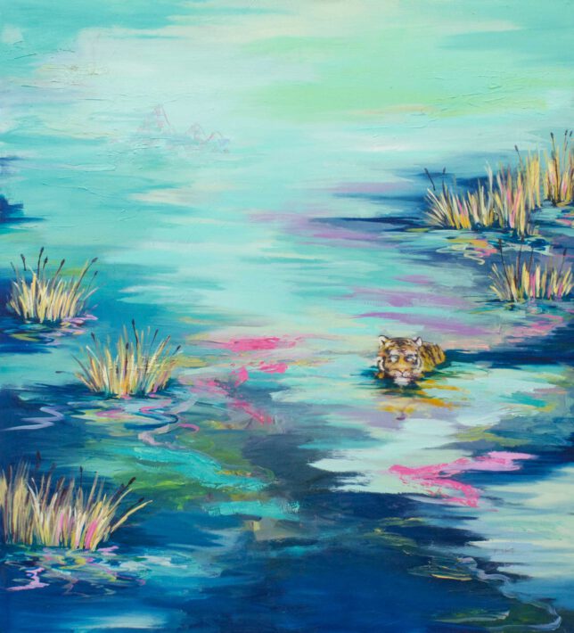 Ekaterina Leo, One Tiger on the Mountain, 2023, Acryl und Öl auf Leinwand, 115 x 105 cm