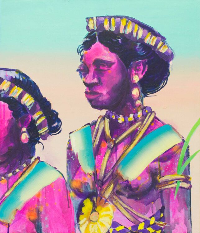 Ekaterina Leo, Bist du eifersüchtig, 2023, Acryl, Ölpastell und Öl auf Leinwand, 57 x 49 cm