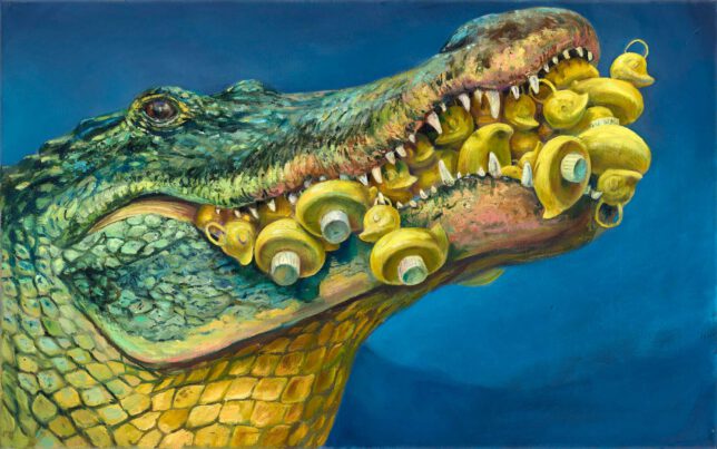 Sebastian Meschenmoser, Duck Soup, 2023, Öl auf Leinwand, 50 x 80 cm