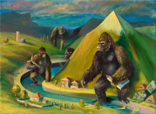 Sebastian Meschenmoser, Kleine Welt, 2023, Öl auf Leinwand, 30 x 40 cm