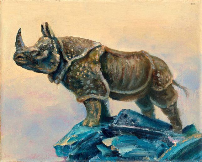 Sebastian Meschenmoser, Norbert, 2023, Öl auf Leinwand, 20 x 25 cm