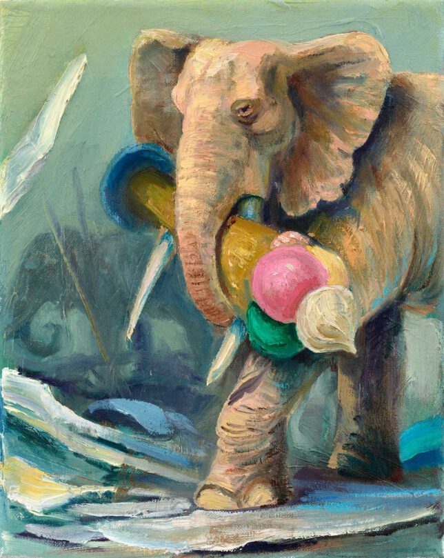 Sebastian Meschenmoser, Sugar Rush, 2023, Öl auf Leinwand, 25 x 20 cm