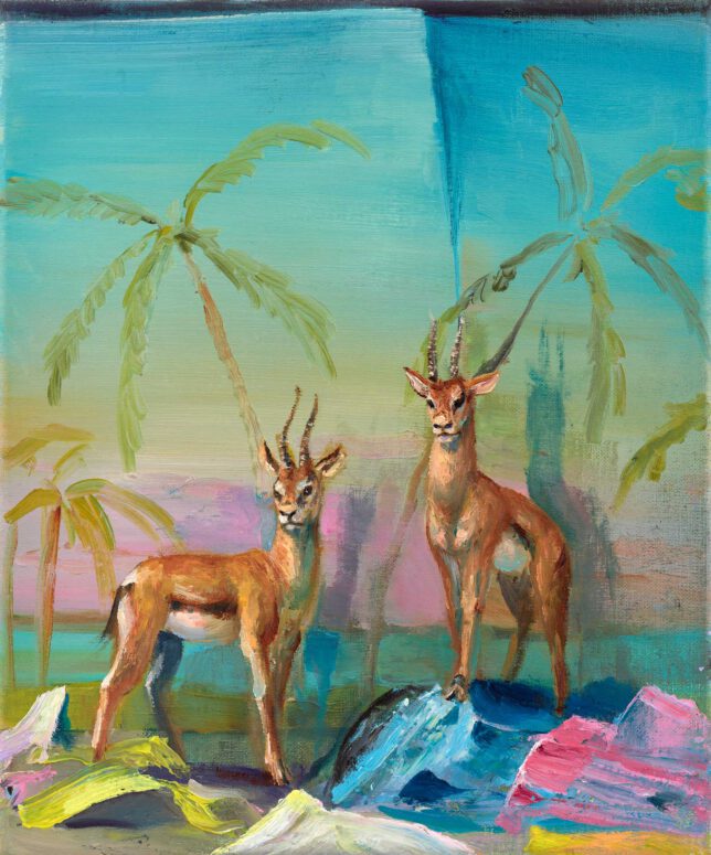 Sebastian Meschenmoser, Twins, 2023, Öl auf Leinwand, 30 x 25 cm