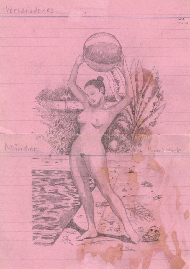 Jan Schmelcher, Monaco di Bavaria, 2024, Bleistift, Papier auf Holz, 21 x 14,7 cm, 750 Euro