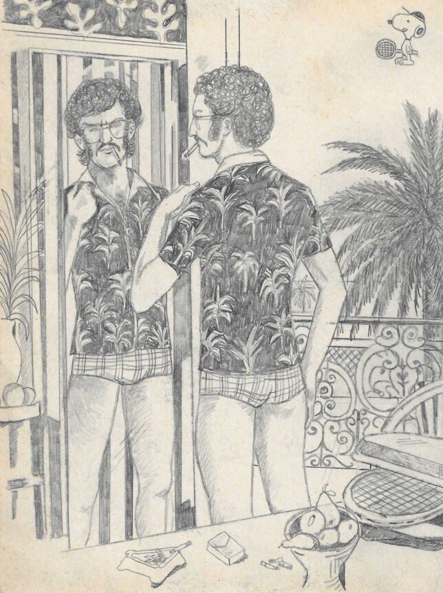 Jan Schmelcher, Tennis, Pro, 2024, Bleistift, Papier auf Holz, 16,4 x 12,4 cm, 650 Euro