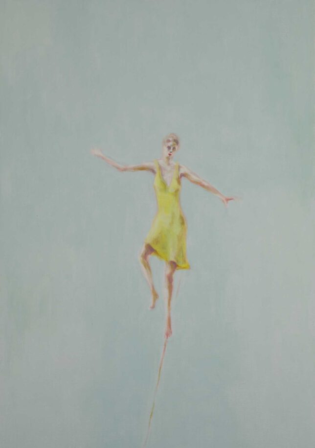 Tjark Ihmels, Balanceakt, 2023, Öl auf Leinwand, 100 x 70 cm