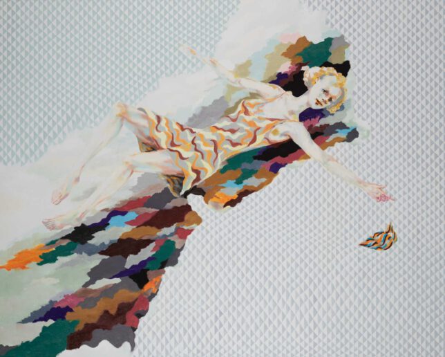 Tjark Ihmels, Achtung! Grandezza überfällt das Haus, 2023, Öl auf Leinwand, 160 x 200 cm